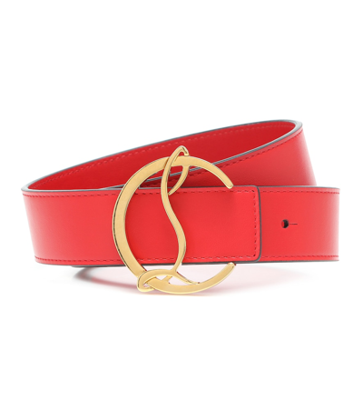 Christian Louboutin Monogram-buckle Leather Belt In Loubi Gold