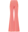 BALMAIN HIGH-RISE FLARED KNIT PANTS,P00429961