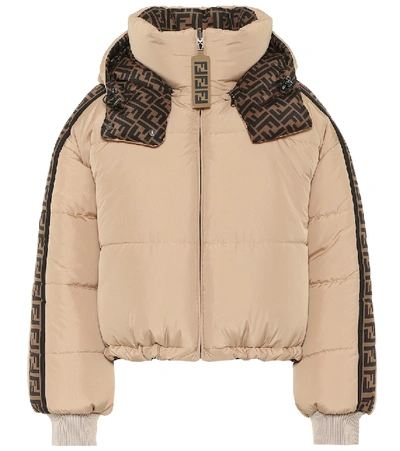 Fendi Reversible Printed Down Jacket In Beige | ModeSens