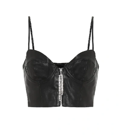 Grlfrnd Marcus Leather Top In Black