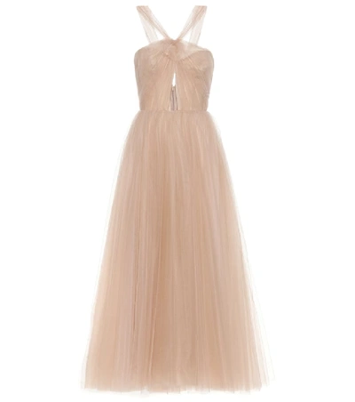 Monique Lhuillier Women's Halter Fit-and-flare Tulle Gown In Pink