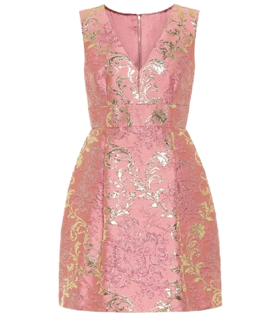 Dolce & Gabbana 短款花卉提花交织缎连衣裙 In Pink