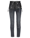 Ben Taverniti Unravel Project Woman Jeans Black Size 25 Cotton, Elastomultiester, Elastane, Leather, In Black