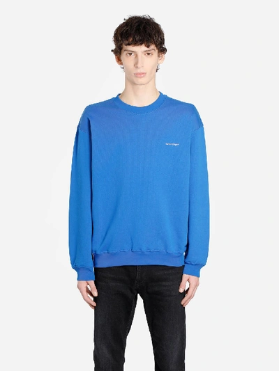 Balenciaga Copyright Crewneck Cotton Sweatshirt In Blue