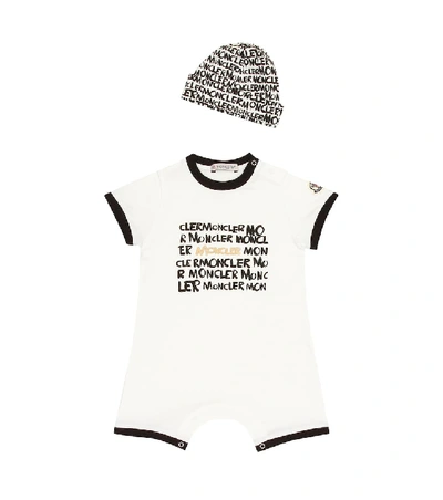 Moncler Babies' Logo Print Shorties And Hat Set In White