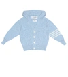 THOM BROWNE BABY HOODED CASHMERE CARDIGAN,P00378360