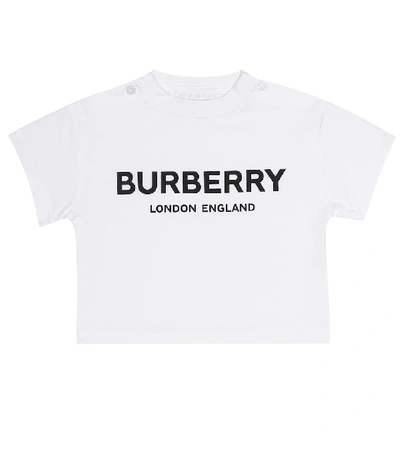 Burberry Babies' Logo印花全棉t恤 In White