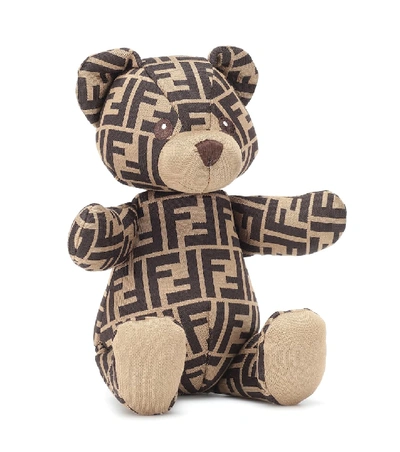 Fendi Babies' Monogram Print Teddy Bear In Brown