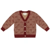 GUCCI BABY GG WOOL AND COTTON CARDIGAN,P00397590