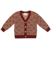 Gucci Beige Gg Logo Knitted Wool-blend Cardigan 3-36 Months 12-18 Months In Brown