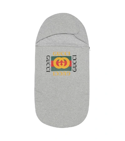 Gucci Babies' Logo棉质婴儿睡袋 In Grey