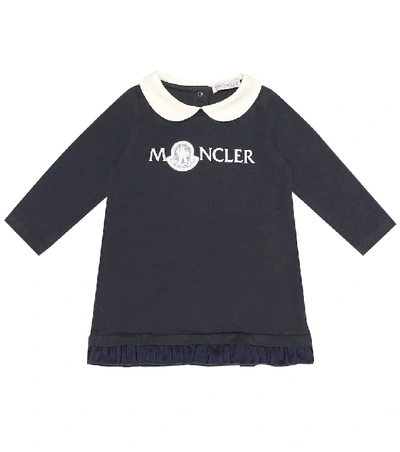 Moncler Baby Logo Jersey Dress In Navy