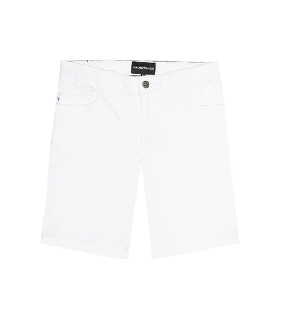 Emporio Armani Kids' Stretch Cotton Shorts In White