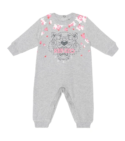 Kenzo Babies' Tiger & Flower Graphic Coverall In Grey