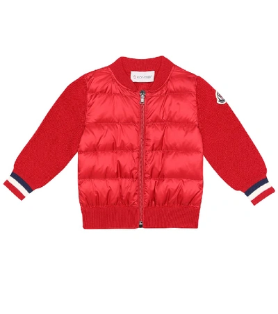 Moncler Baby羽绒和羊毛混纺夹克 In Red