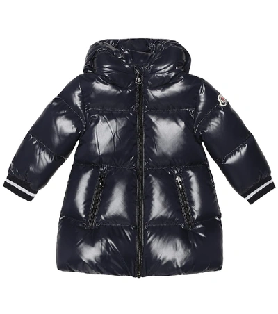 Moncler Baby Gliere绗缝羽绒大衣 In Blue