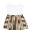 BURBERRY BABY RAMONA ICON STRIPE COTTON DRESS,P00434484