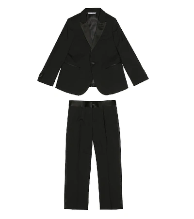 Dolce & Gabbana Kids' 羊毛混纺塔士多 In Black