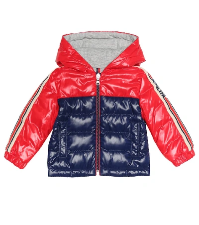 Moncler Babies' Bi-colour Quilted Down Coat In Red