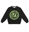 Fendi Kids' Logo Cotton-jersey Sweatshirt In Black