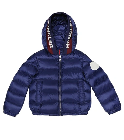 Moncler Kids' Bass Quilted Down Jacket In Blue