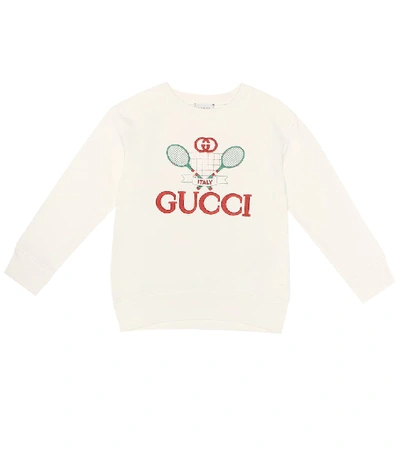 Gucci Kids'  Tennis Cotton Sweatshirt In White