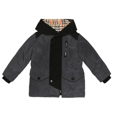 Burberry Kids' Eddie Down Jacket With Hood In Anthracite Color In Black
