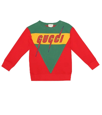 Gucci Kids' Embroidered Patch Logo Cotton Sweatshirt In Multicoloured