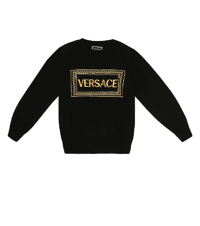 Versace Kids' Logo Cotton Sweatshirt In Black