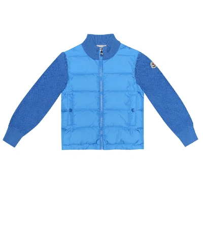 Moncler Kids' Quilted Down And Wool-blend Jacket In Blue