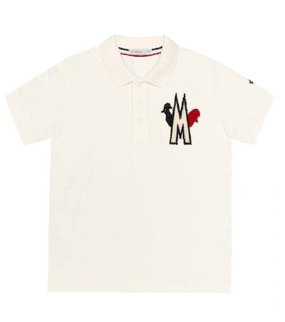 Moncler Kids' Logo Patch Polo Shirt In White