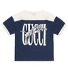 Gucci Logo Printed Cotton Jersey T-shirt In Blue