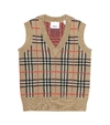 BURBERRY Mickenzie Check wool sweater vest,P00420291
