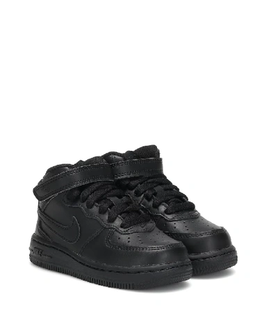 Nike Kids' Air Force 1 Leather Sneakers In Black,black