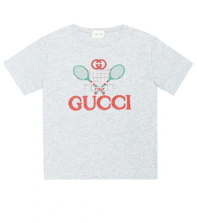 Gucci Kids'  Tennis棉质针织t恤 In Grey