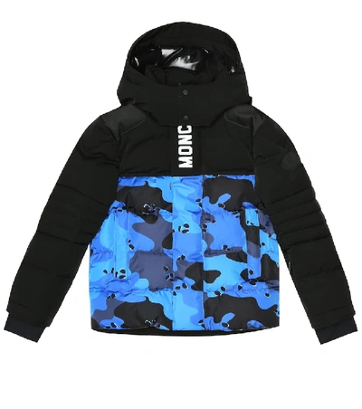 Moncler Kids' Arpon Camo-print Down Jacket In Blue