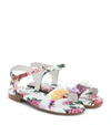 DOLCE & GABBANA FLORAL-PRINTED LEATHER SANDALS,P00365592