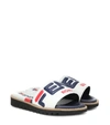 FENDI FENDI MANIA LEATHER SLIDES,P00367034