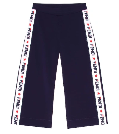 Fendi Kids' Mania Triacetate Jacquard Pants In Blue