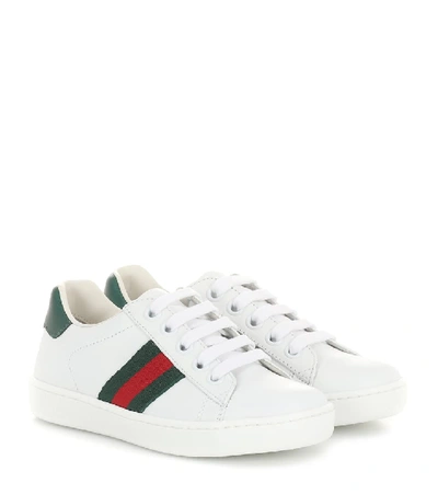 Gucci Kids' Ace Leather Trainers In White