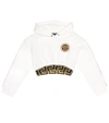 VERSACE EMBROIDERED CROPPED COTTON HOODIE,P00375142