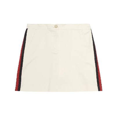 Gucci Kids' 侧条纹半身裙 In White