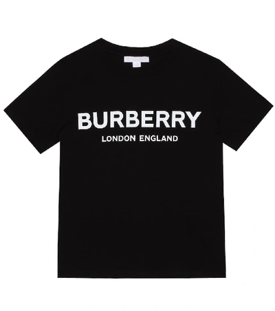 Burberry Kids' Logo Print Cotton T-shirt In Black