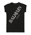 Balmain Kids' Metallic-embroidered Logo Dress In Black