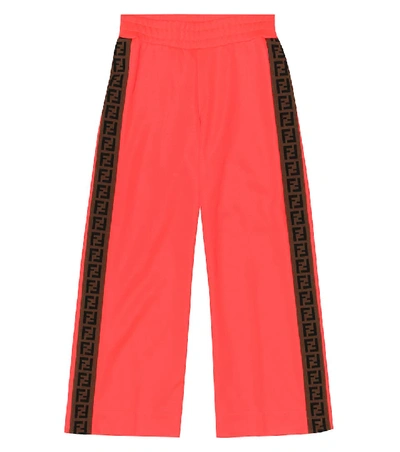 Fendi Teen Side-stripe Flared Trousers In Pink