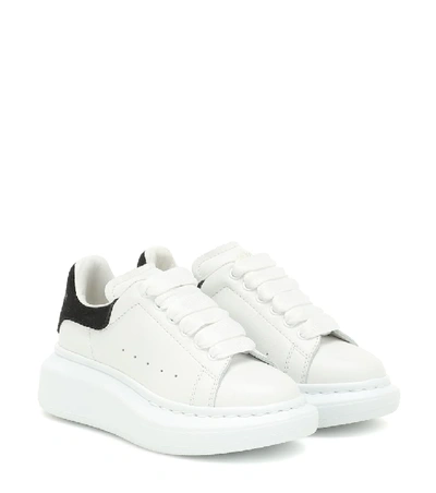 Alexander Mcqueen Kids' Suede-trimmed Leather Exaggerated-sole Sneakers In White