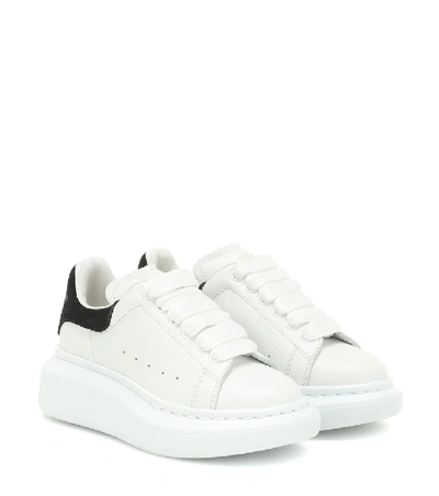 Alexander Mcqueen Suede-trimmed Leather Exaggerated-sole Sneakers In White