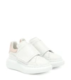 Alexander Mcqueen Kids' Suede-trimmed Leather Exaggerated-sole Sneakers In White,pink