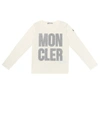MONCLER EMBROIDERED LOGO STRETCH COTTON TOP,P00409595