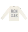 Moncler Glitter Logo Long-sleeve T-shirt, Size 4-6 In Beige